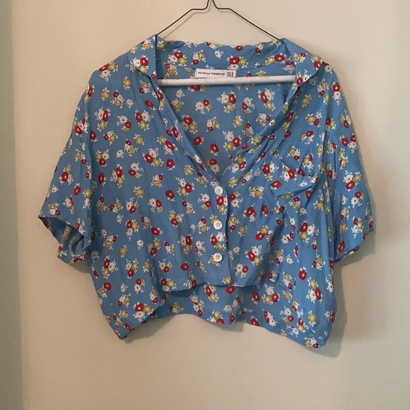 Faithfull the Brand Tops - Floral cropped button up